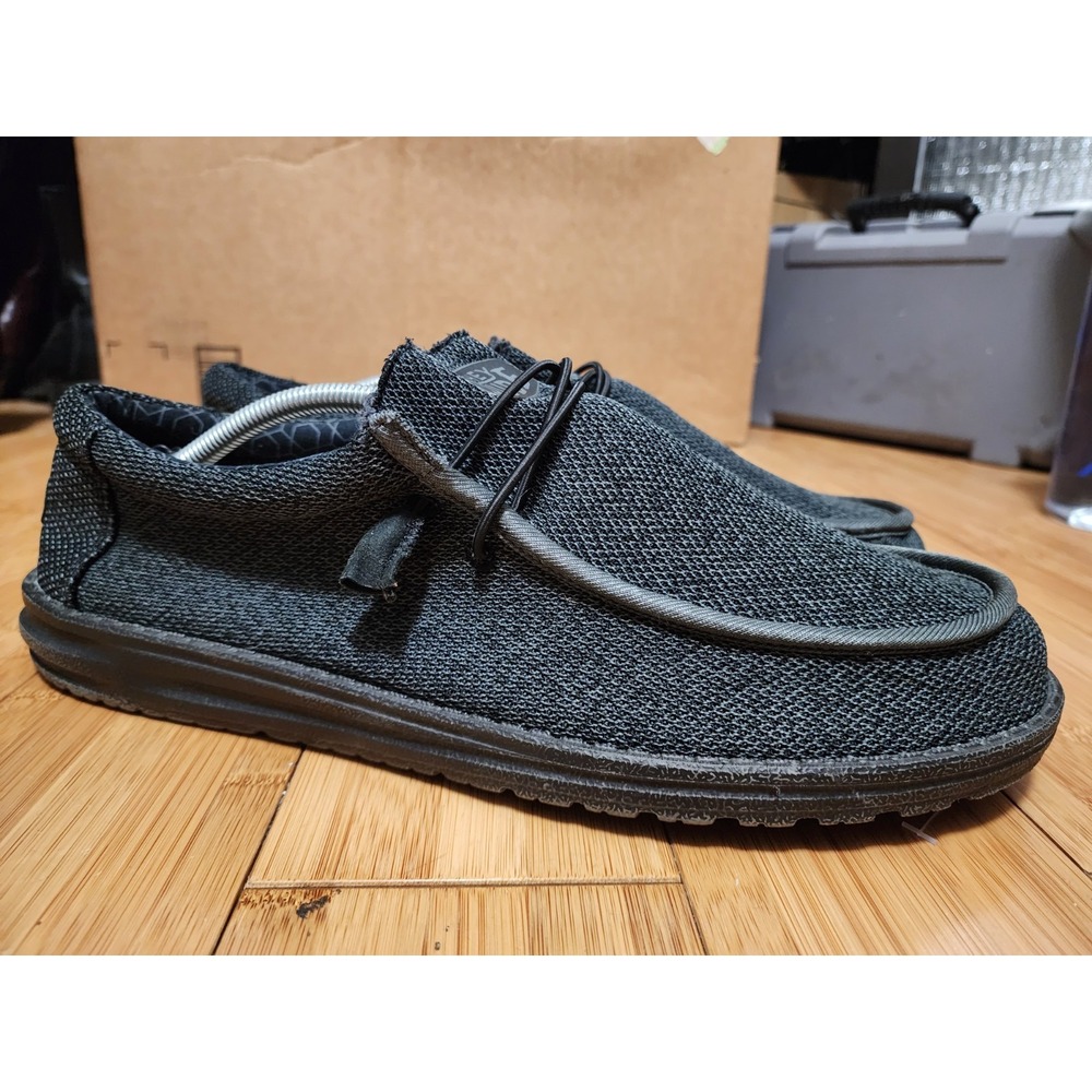 Hey Dude Wally Sox Micro Total Black Slip-On Canvas Shoes Men US 14 40019-0XJ